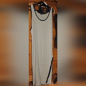 STORYTELLER PLUS SIZE Black & White Striped Maxi Dress